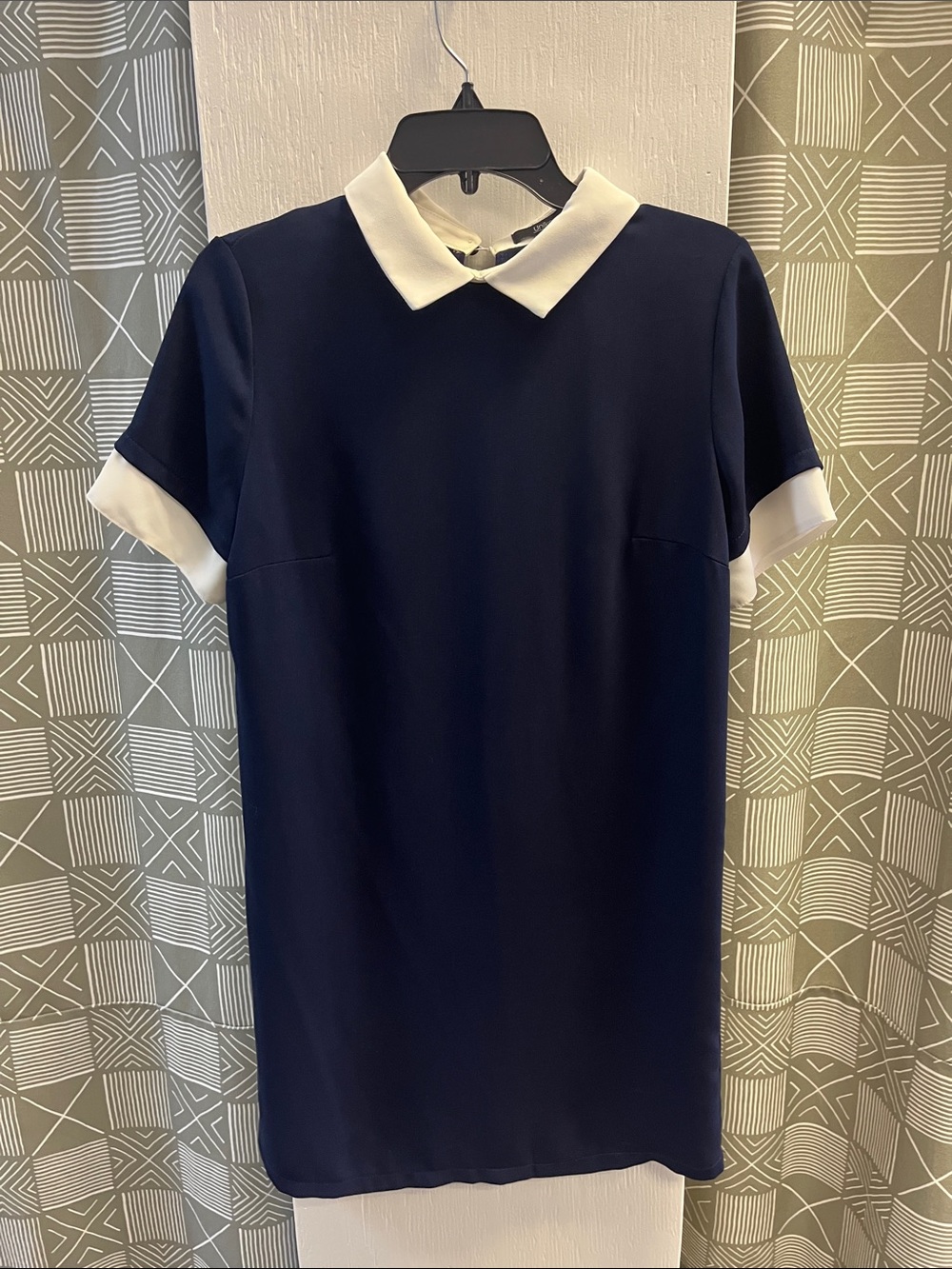 Unika Navy Shift Dress with White Contrast Collar